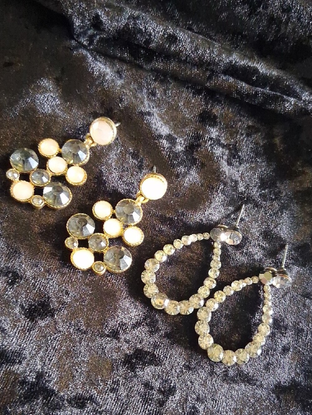 J. Crew Gold-Tone Pink and Smoke Crystal Cluster Drop Earrings